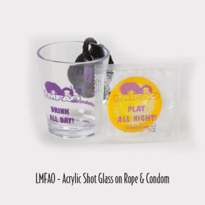 2-42 - LMFAO - Acrylic Shot Glass on Rope & Condom