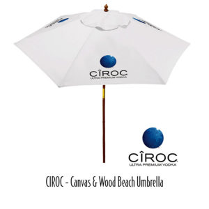 2-17 - Canvas & Wood Beach Umbrella